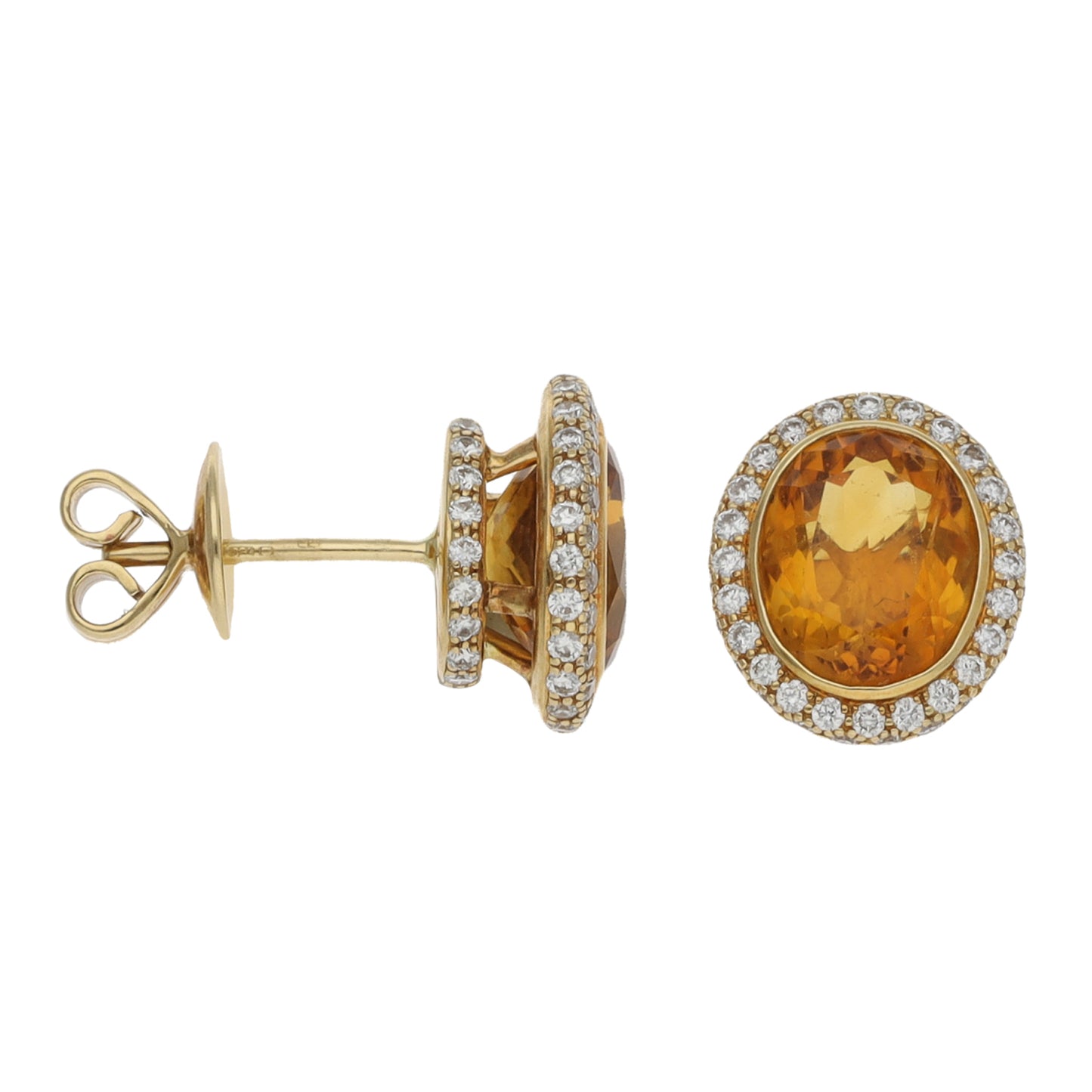 18ct Gold 1.92ct Diamond & Citrine Dress/Cocktail Earrings