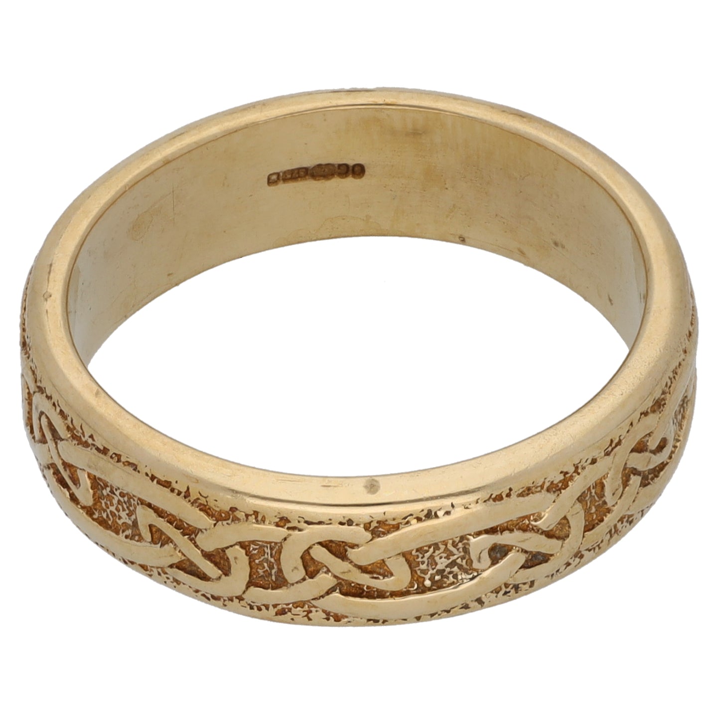 9ct Gold Patterned Wedding Ring Size P