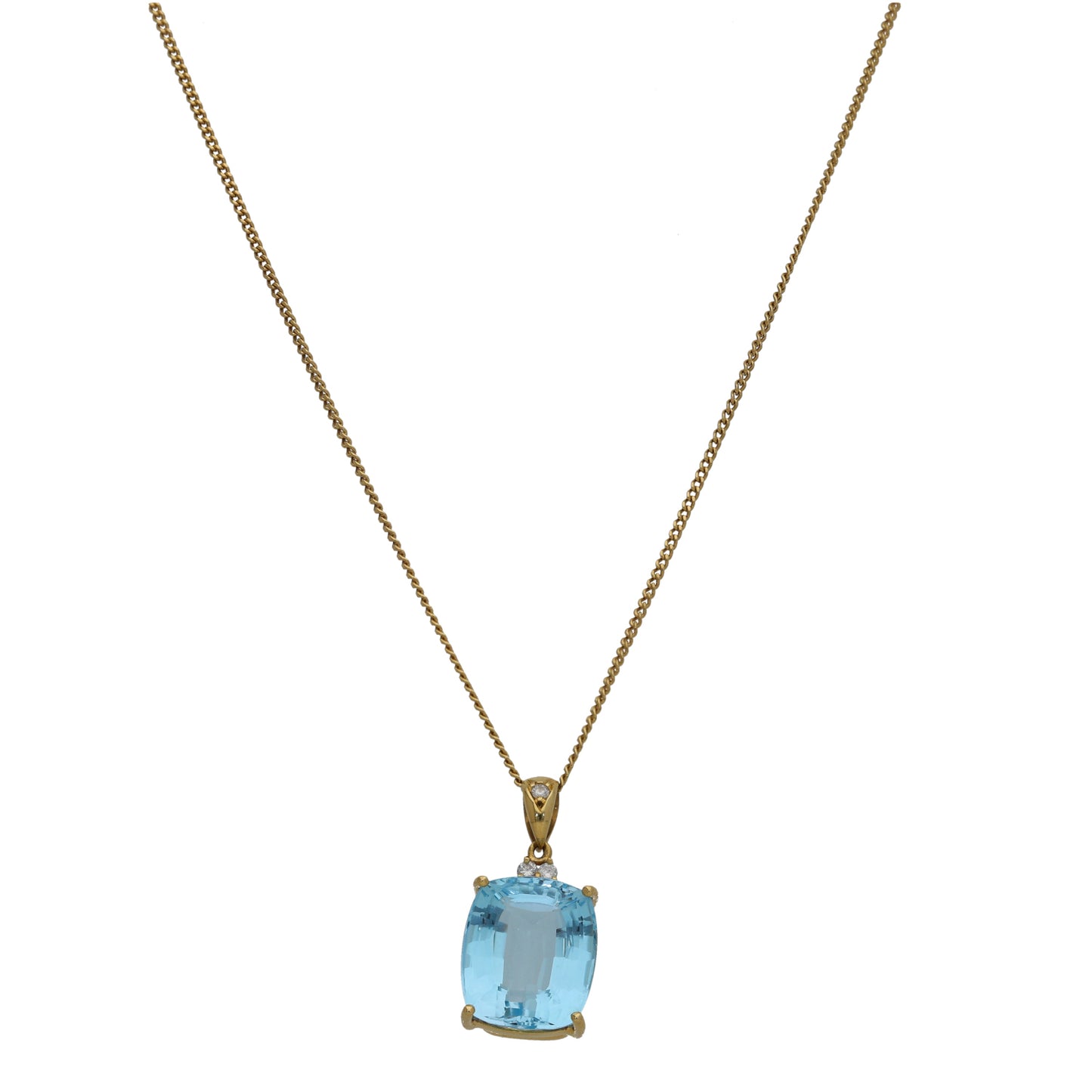 18ct Gold Topaz & 0.09ct Diamond Dress/Cocktail Pendant With Chain