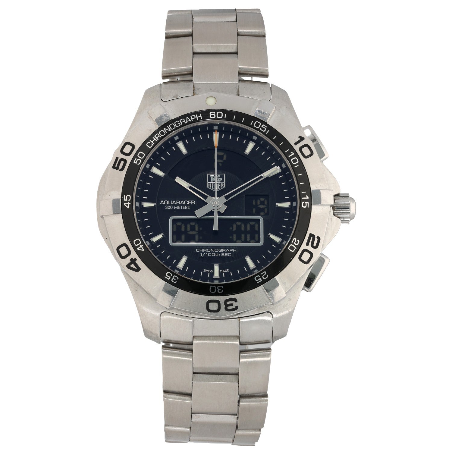 Tag Heuer Aquaracer CAF1010, black dial, didgital display, link bracelet