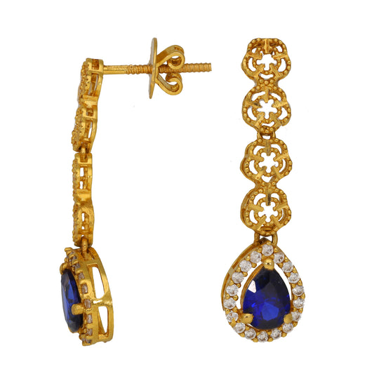 22ct Gold Imitation Gems Drop Earrings