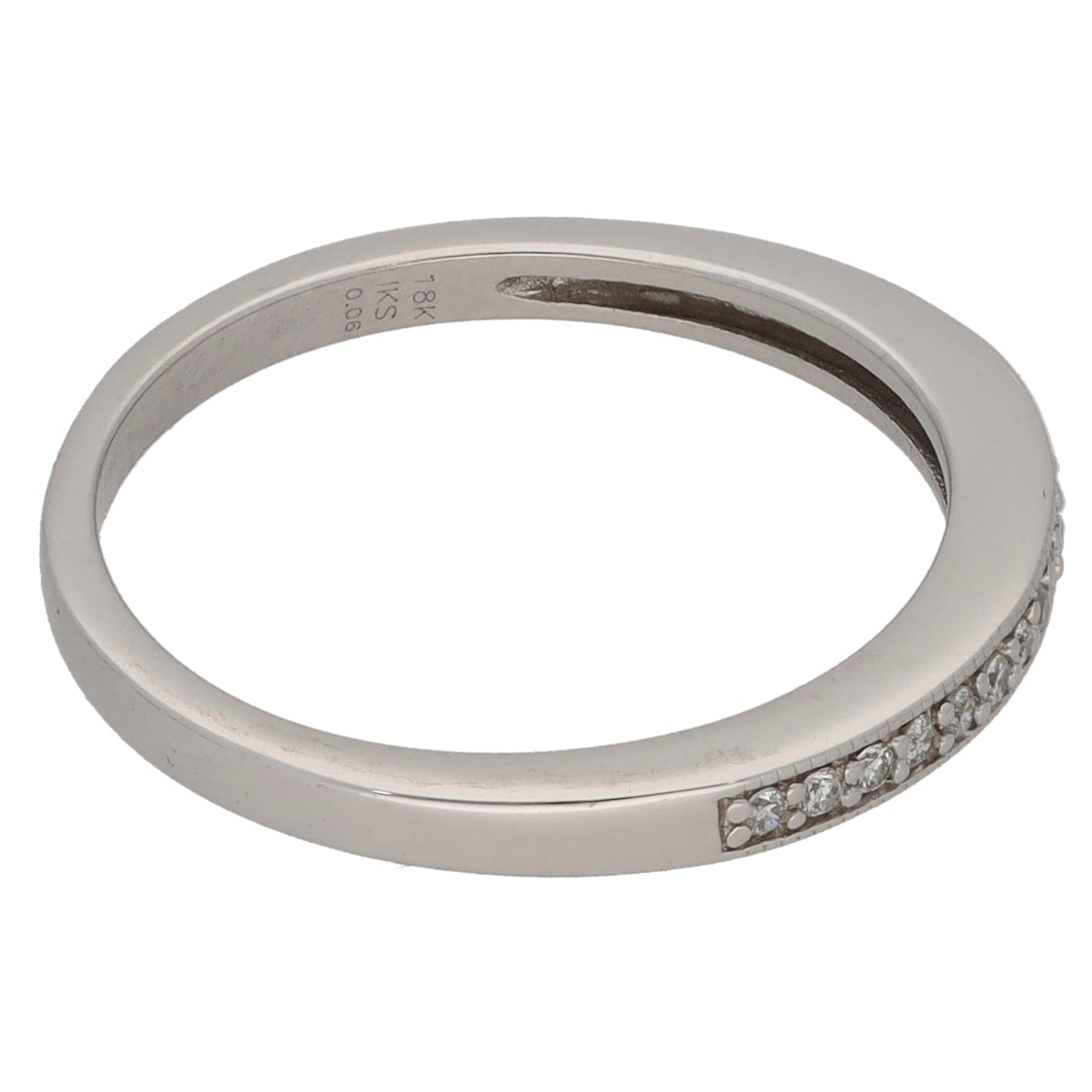 18ct White Gold 0.06ct Diamond Half Eternity Ring Size K