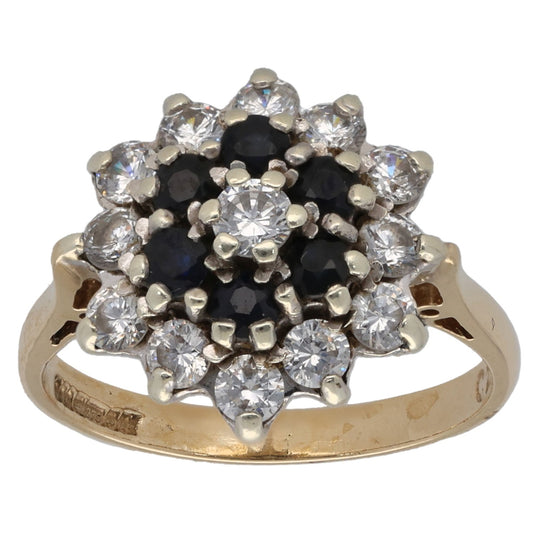 9ct Gold Sapphire & Cubic Zirconia Dress/Cocktail Ring Size M