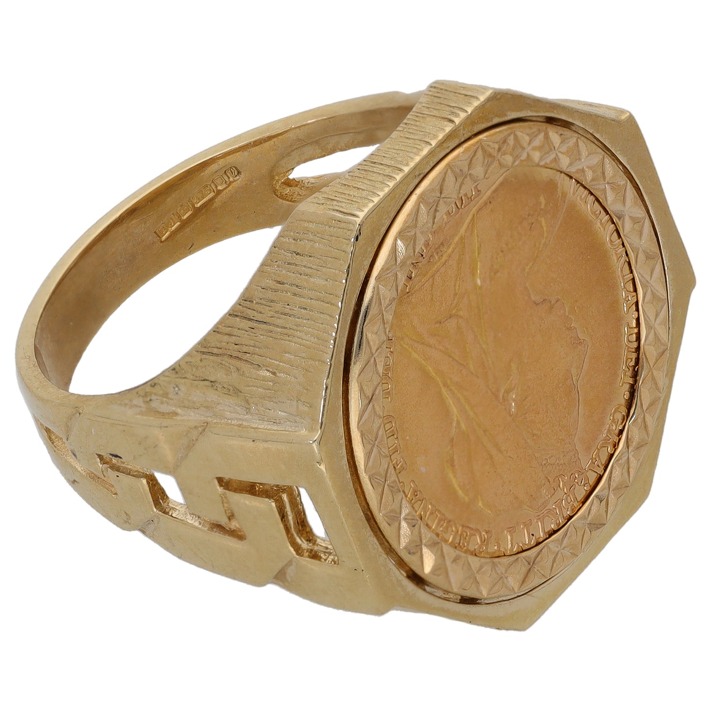 9ct Gold Full Sovereign Coin Ring Size V