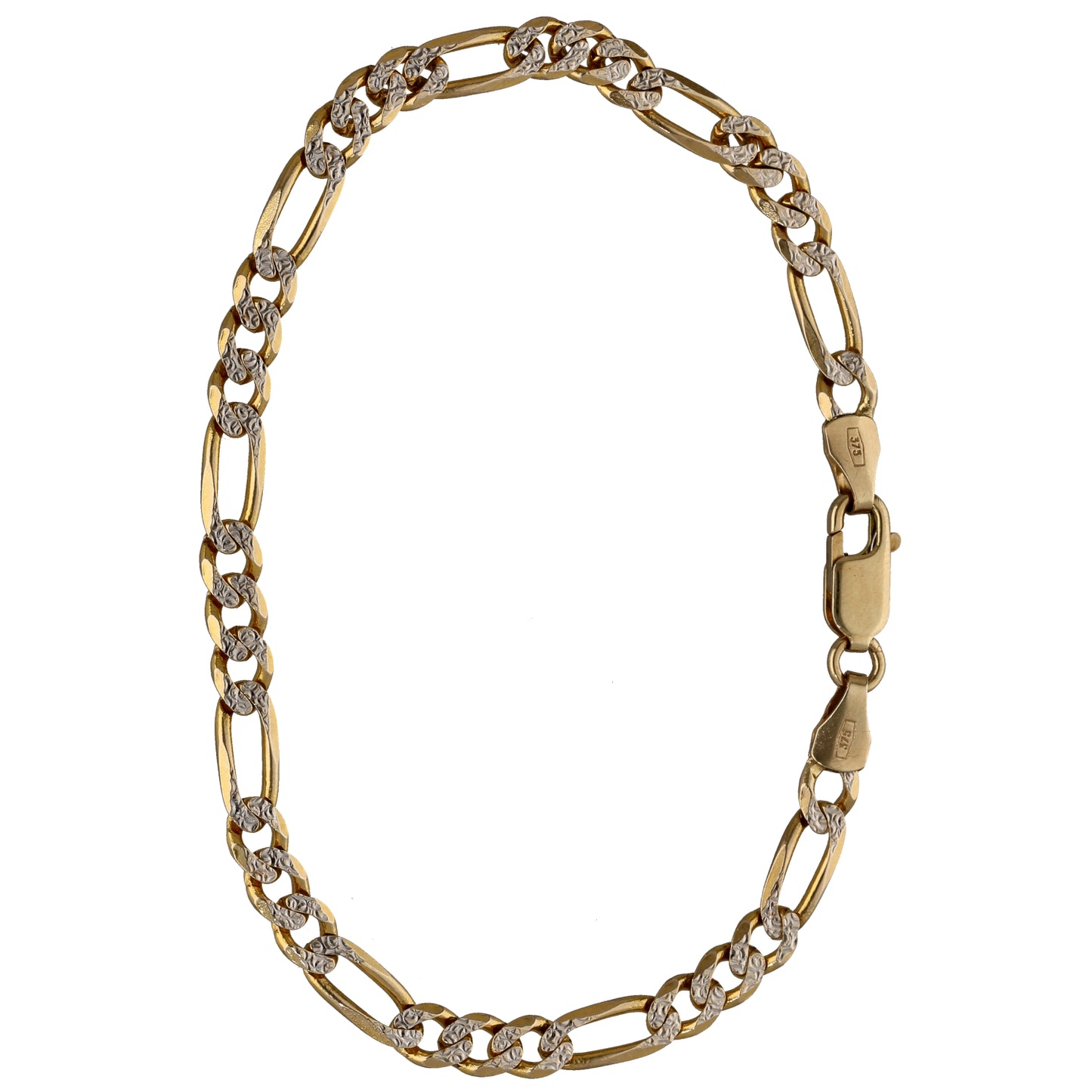 9ct Bicolour Gold Figaro Bracelet