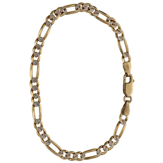 9ct Bicolour Gold Figaro Bracelet