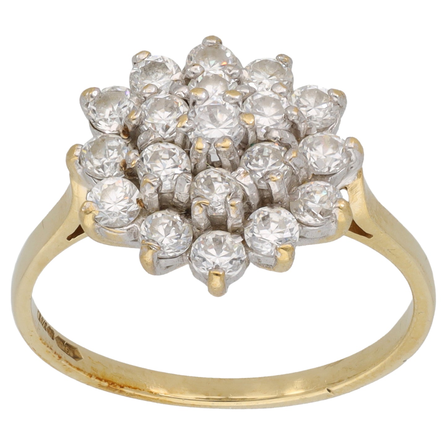 9ct Gold Cubic Zirconia Cluster Ring Size O