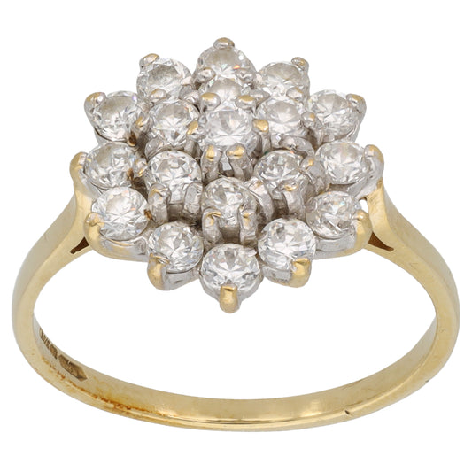 9ct Gold Cubic Zirconia Cluster Ring Size O