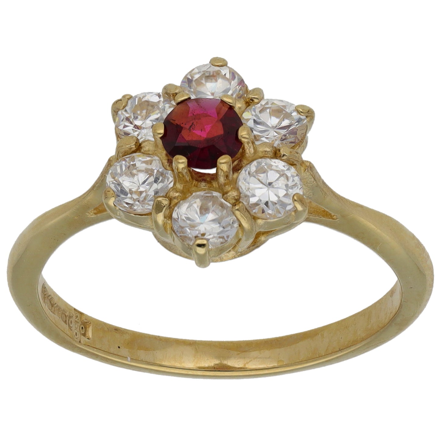 9ct Gold Imitation Gems Dress/Cocktail Ring Size P