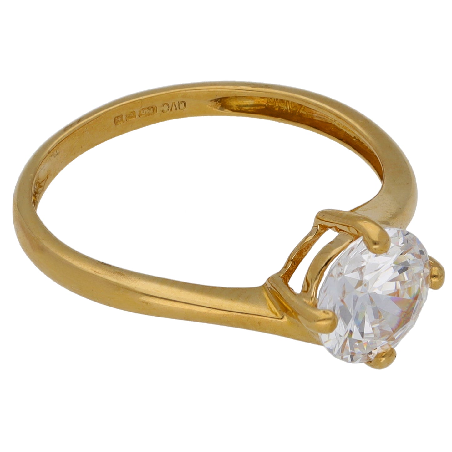 18ct Gold Cubic Zirconia Single Stone Ring Size M