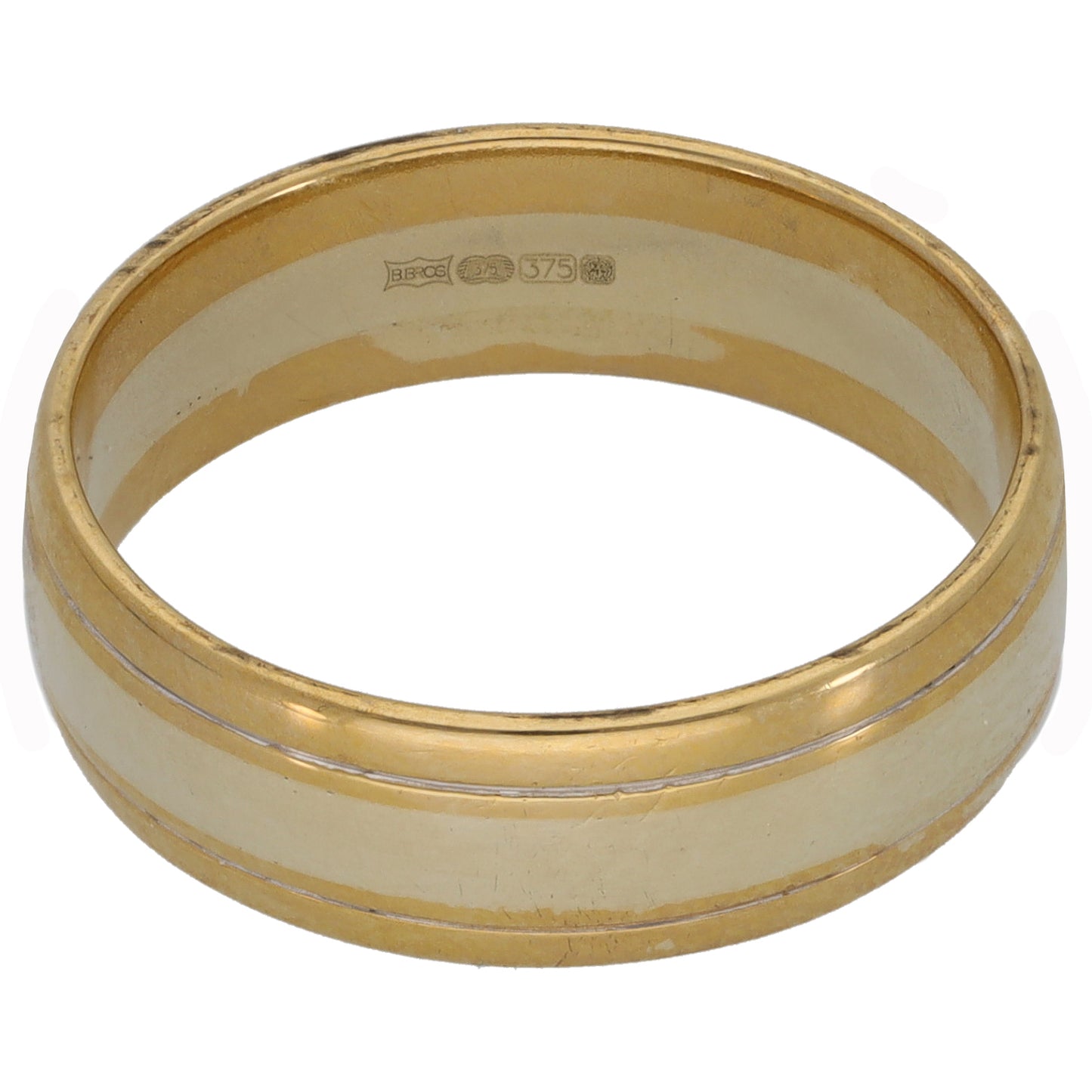 9ct Gold Patterned Wedding Ring Size P
