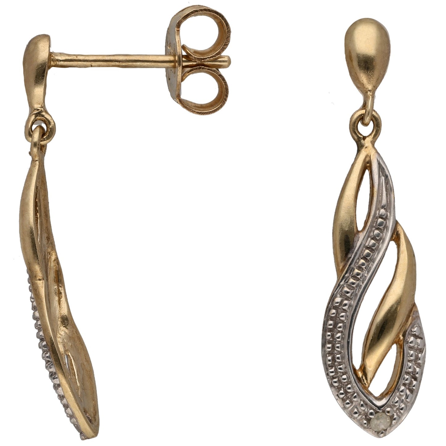 9ct Gold 0.01ct Diamond Drop Earrings