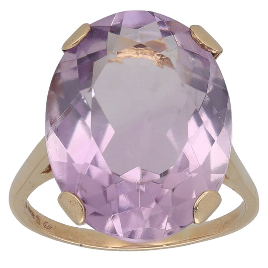 9ct Gold Amethyst Single Stone Ring Size Q