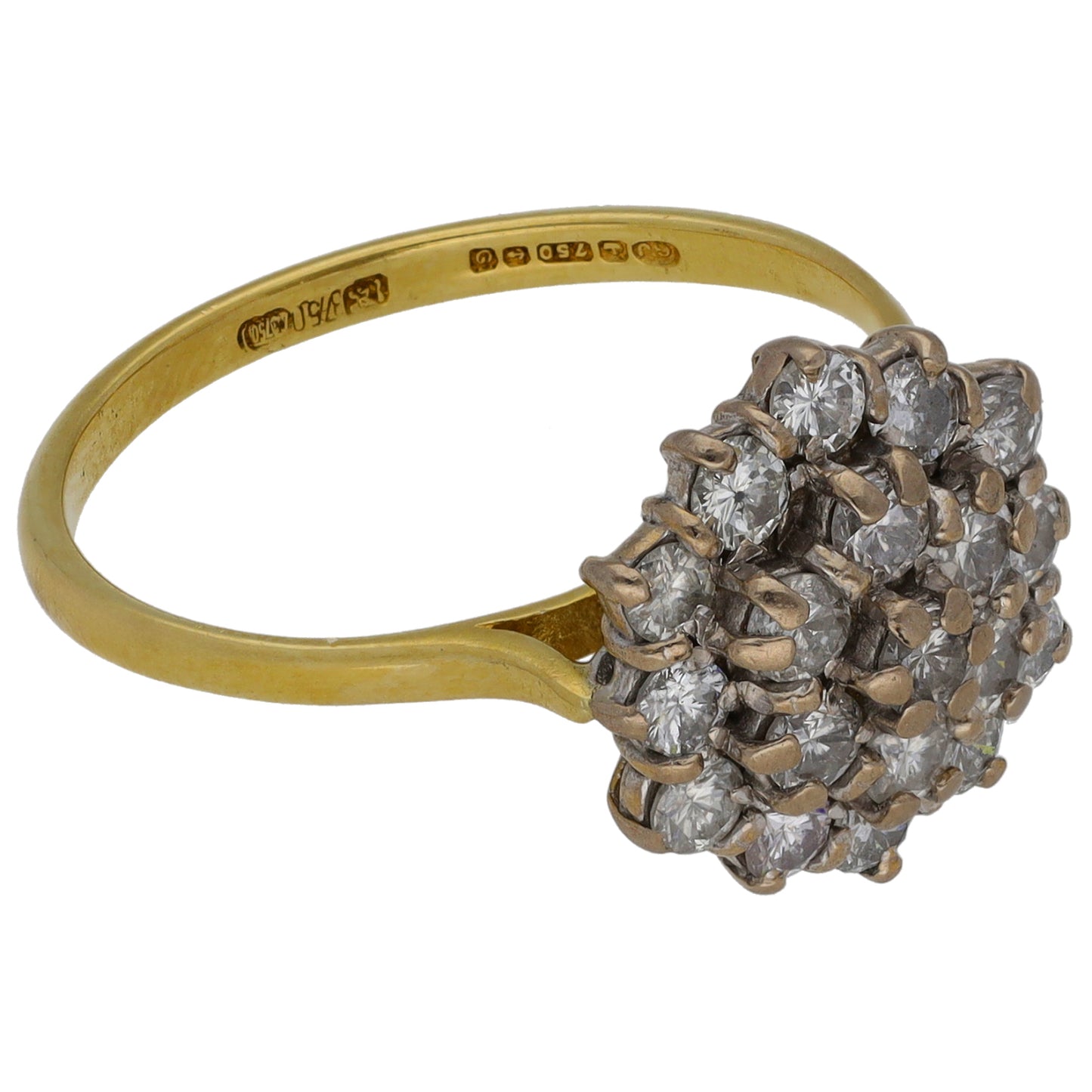 18ct Gold 0.57ct Diamond Cluster Ring Size P