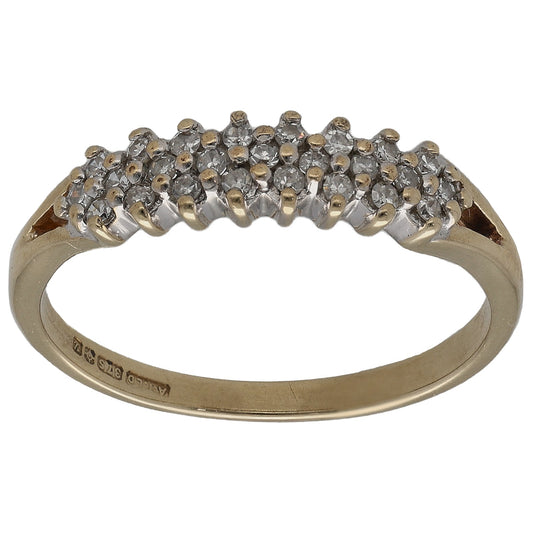 9ct gold half eternity ring with round diamonds across the band, size M