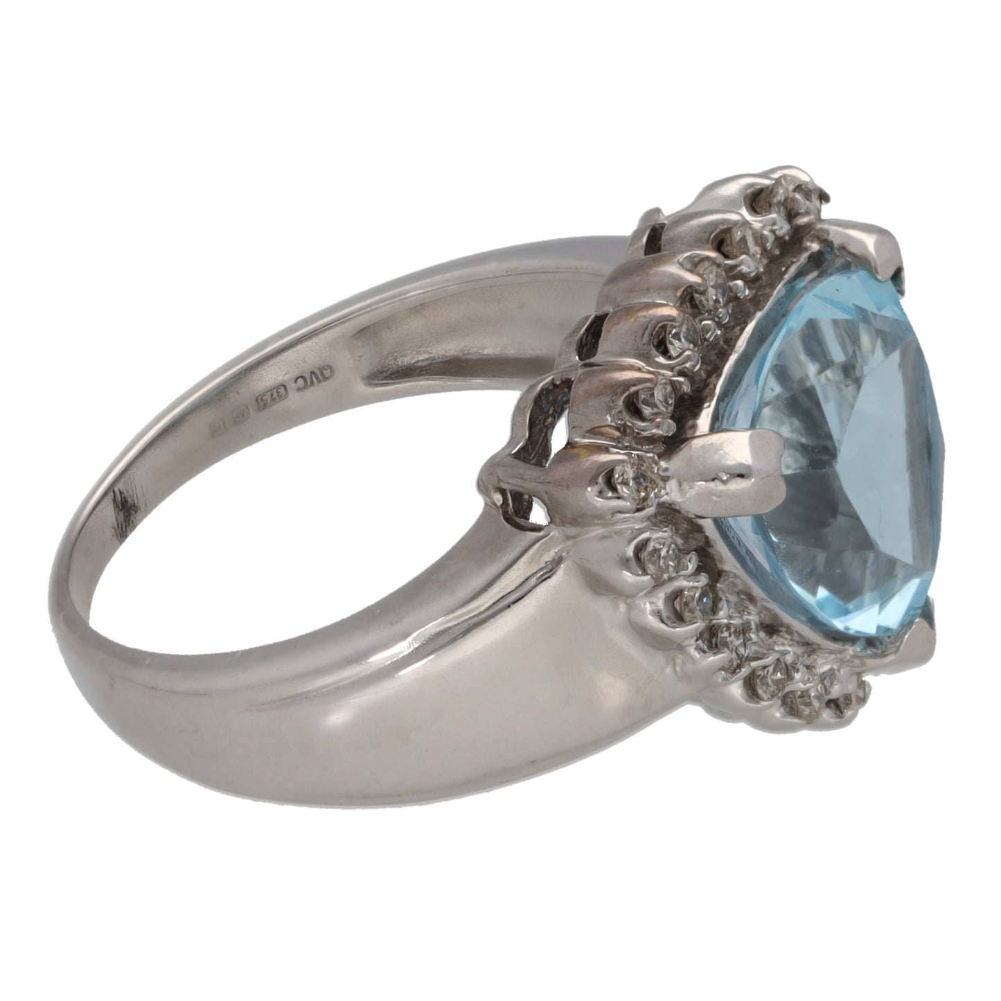 9ct White Gold 0.18ct Diamond & Topaz Dress/Cocktail Ring Size N