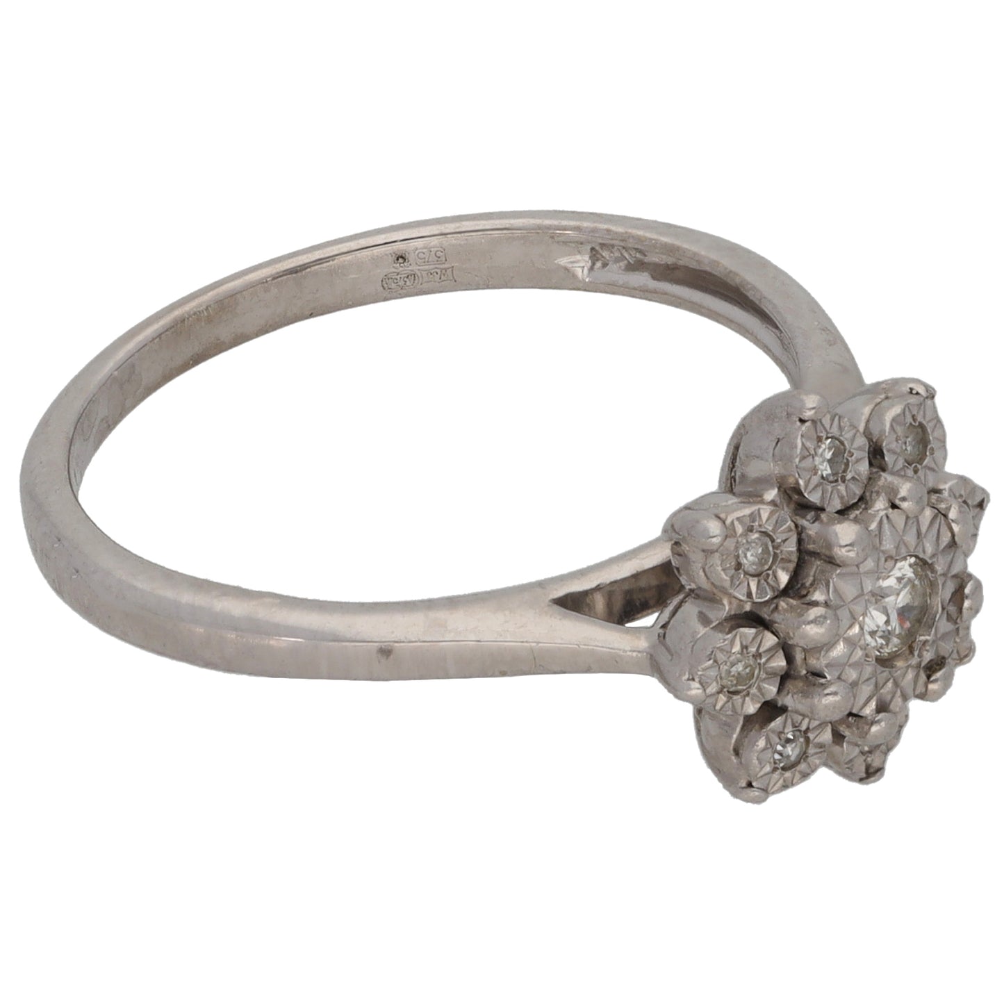 9ct White Gold 0.10ct Diamond Cluster Ring Size M