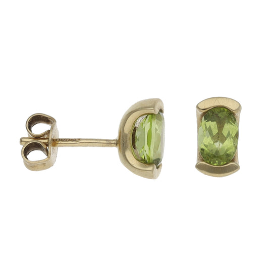 9ct Gold Peridot Stud Earrings