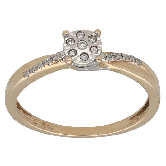 9ct Bicolour Gold 0.10ct Diamond Dress/Cocktail Ring Size P