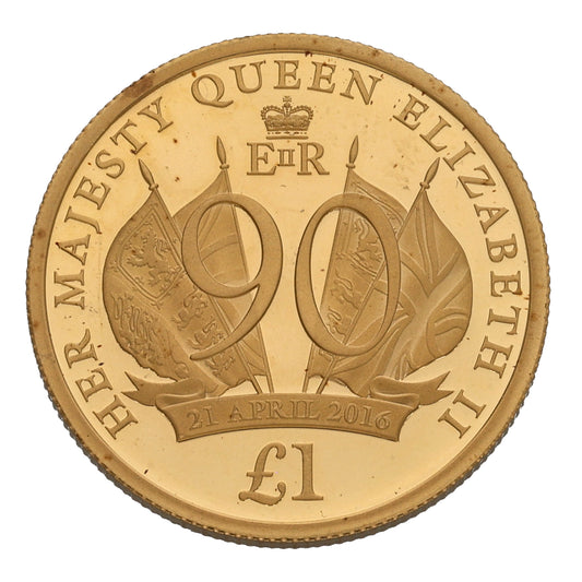 22ct Gold Her Majesty Queen Elizabeth II 90th Birthday £1 Coin 2016