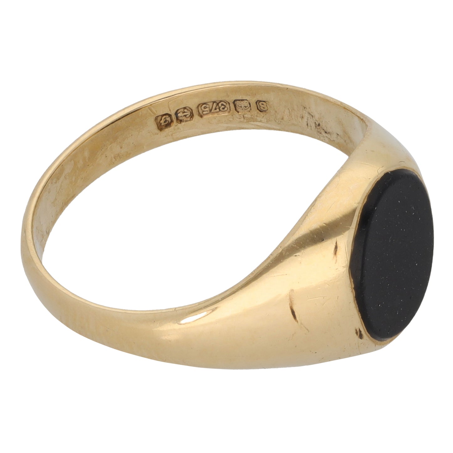 9ct Gold Onyx Single Stone Signet Ring Size P