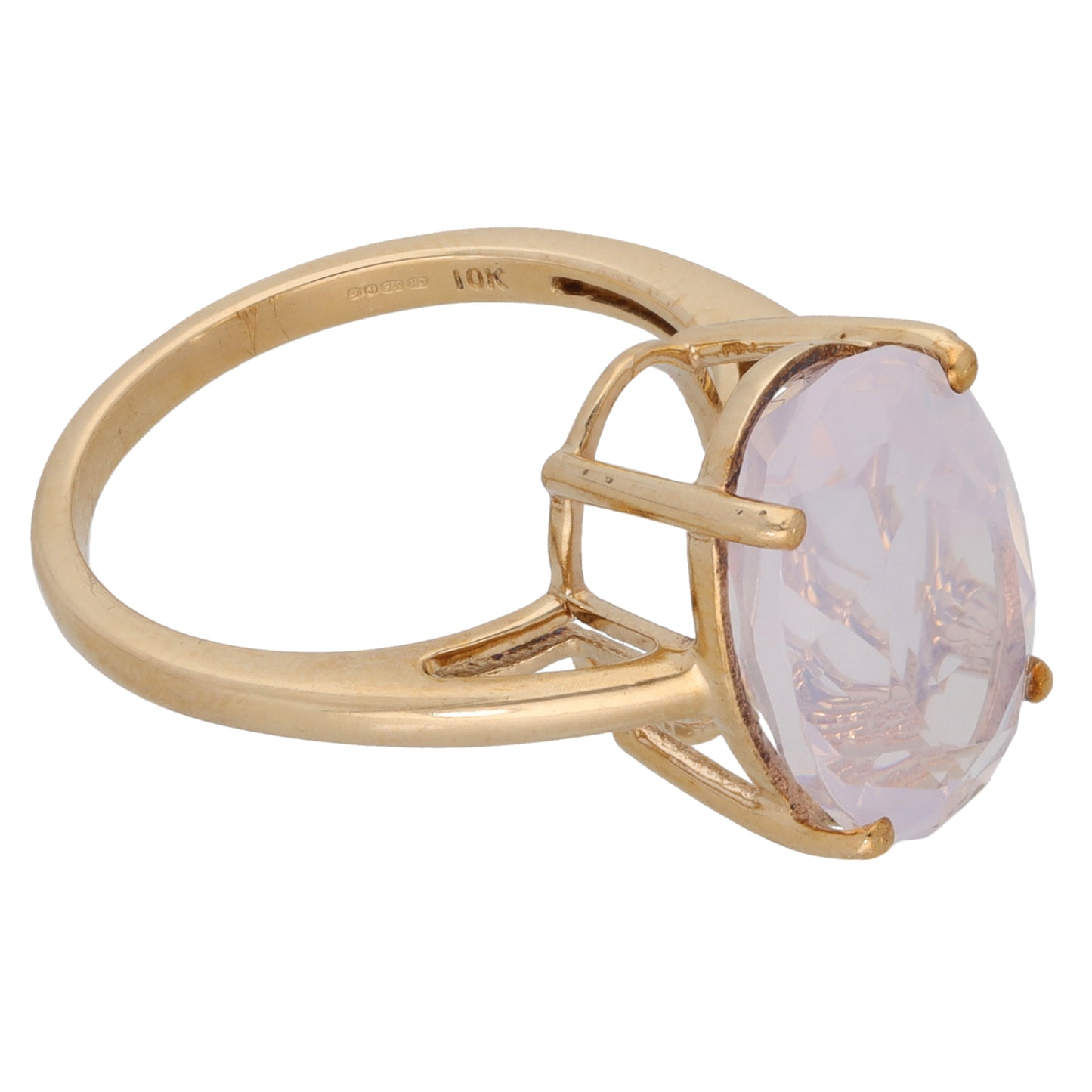 9ct Gold Rose Quartz Single Stone Ring Size L