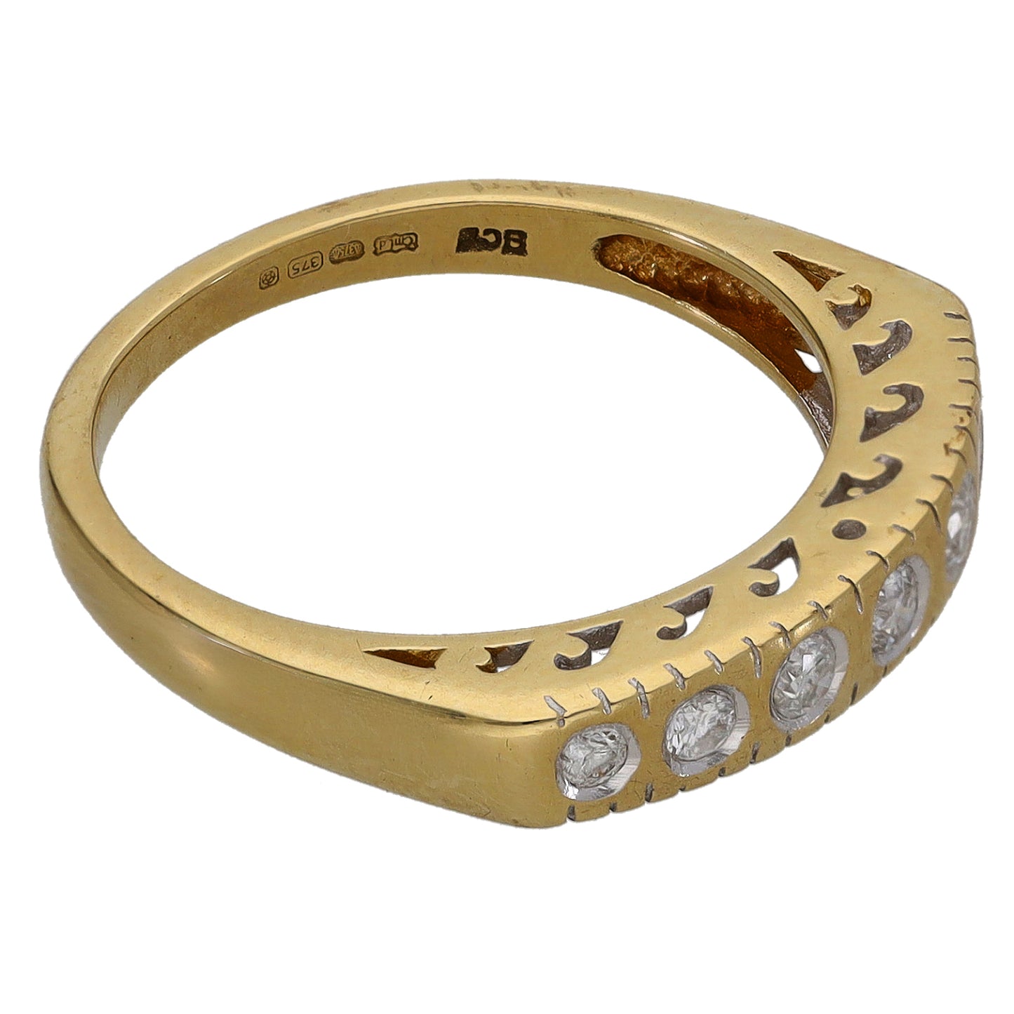 9ct Bicolour Gold 0.16ct Diamond Half Eternity Ring Size M