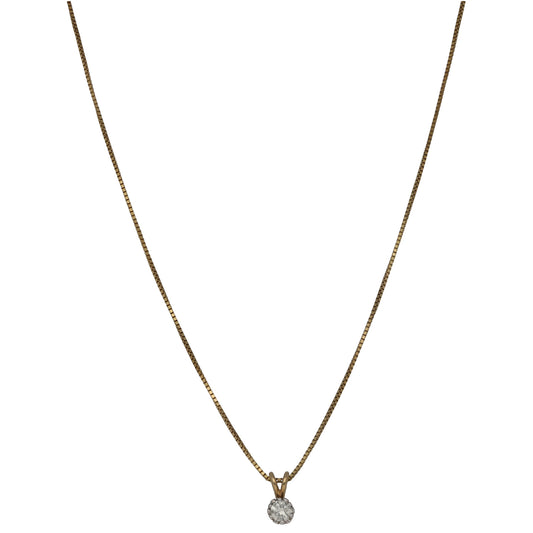 9ct Gold 0.30ct Diamond Solitaire Pendant With Chain