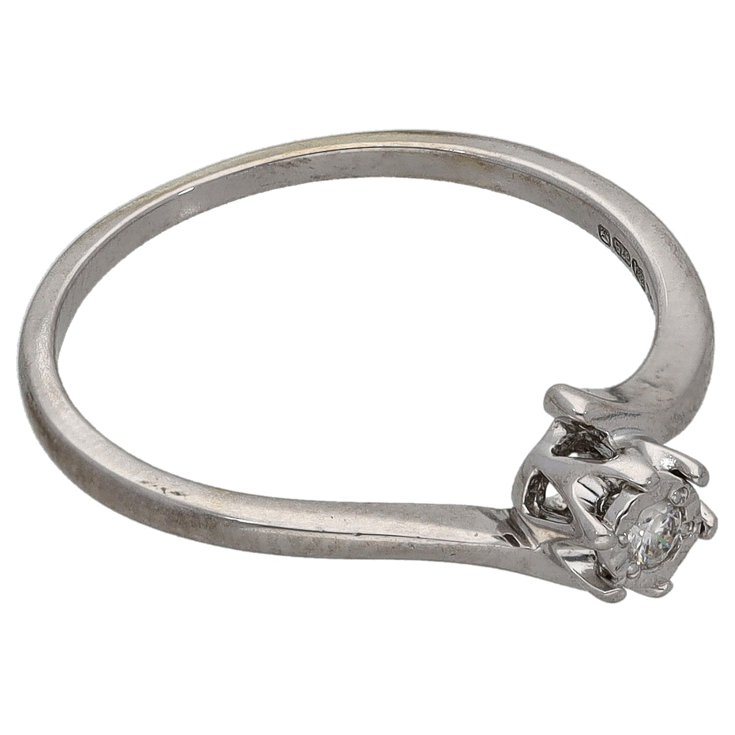 9ct White Gold 0.05ct Diamond Solitaire Ring Size K