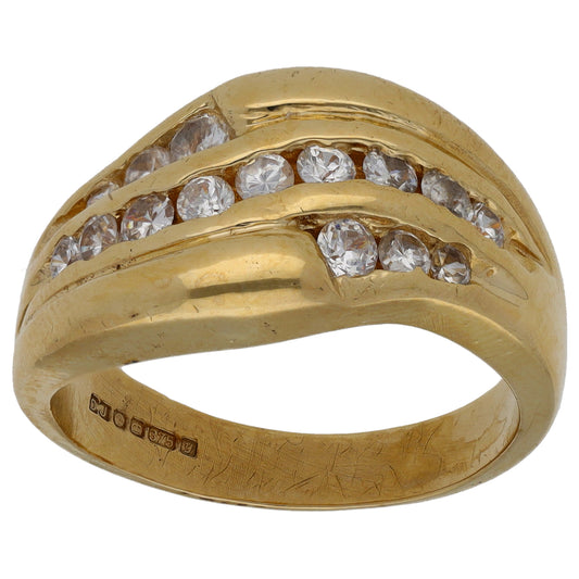 9ct Gold Cubic Zirconia Dress/Cocktail Ring Size P