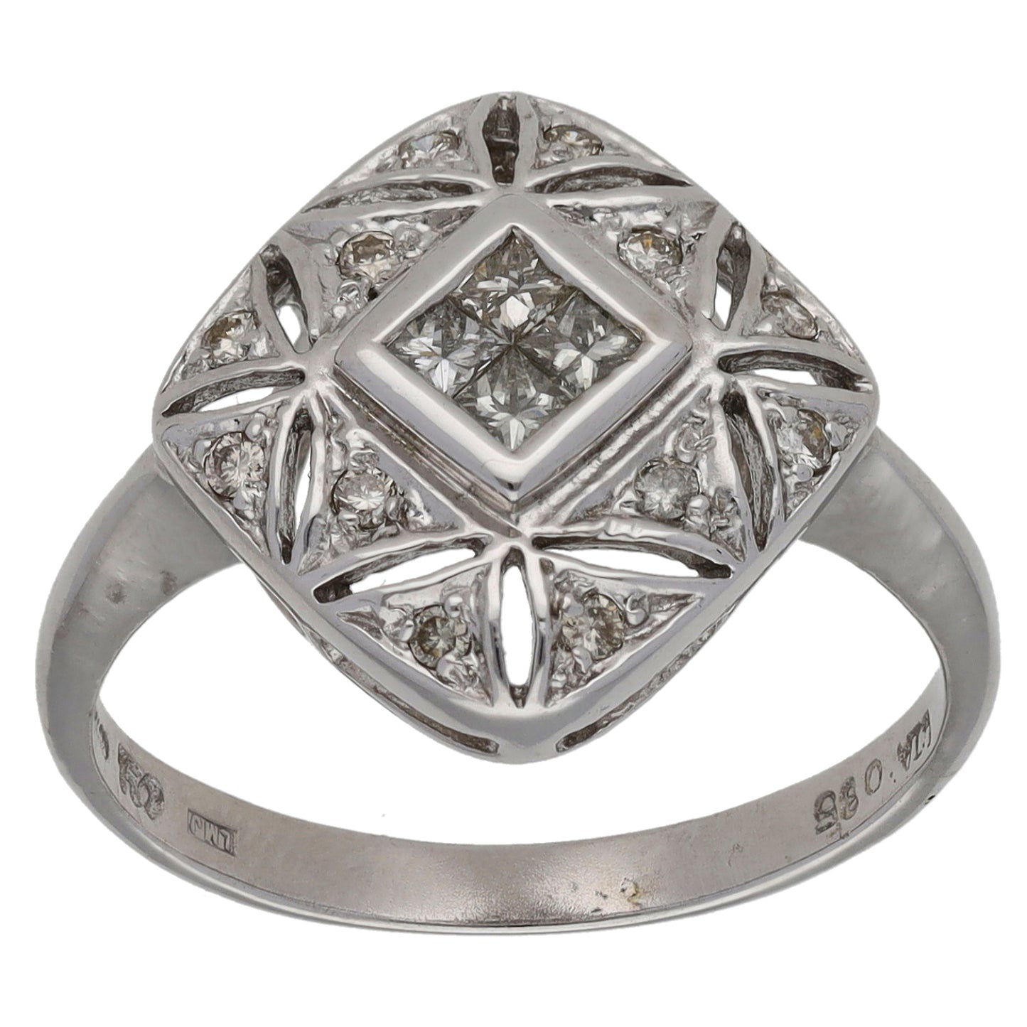 18ct White Gold 0.35ct Diamond Cluster Ring Size O