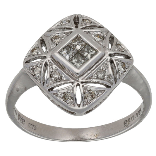 18ct White Gold 0.35ct Diamond Cluster Ring Size O