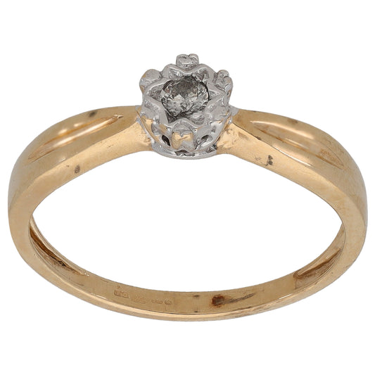 9ct Gold 0.05ct Diamond Solitaire Ring Size K