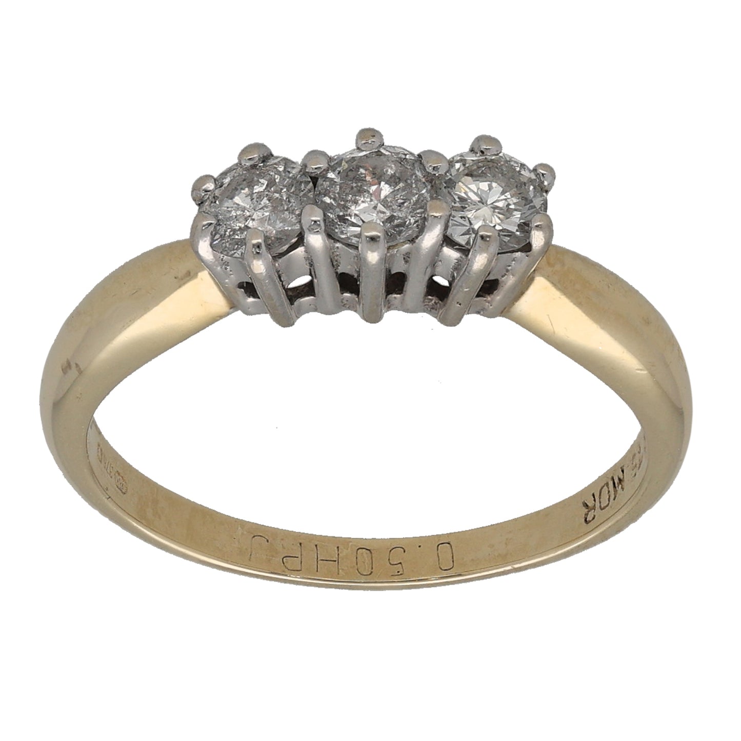 9ct Gold 0.50ct Diamond Trilogy Ring Size M