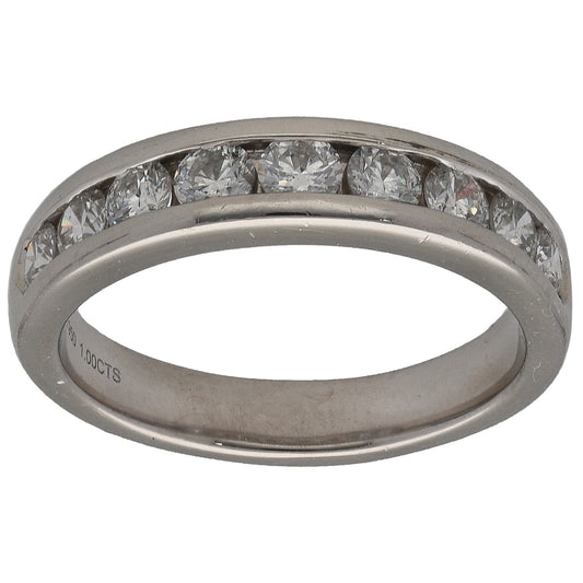 Platinum 0.99ct Diamond Half Eternity Ring Size O