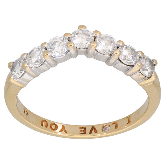 9ct Gold Cubic Zirconia Wishbone Ring Size M