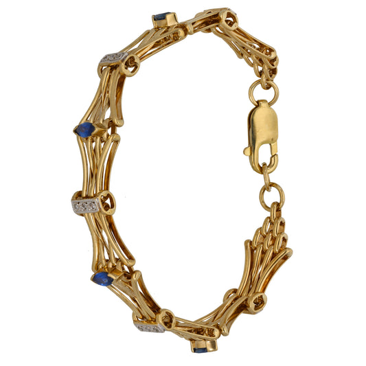 9ct Gold Sapphire & 0.09ct Diamond Alternative Bracelet