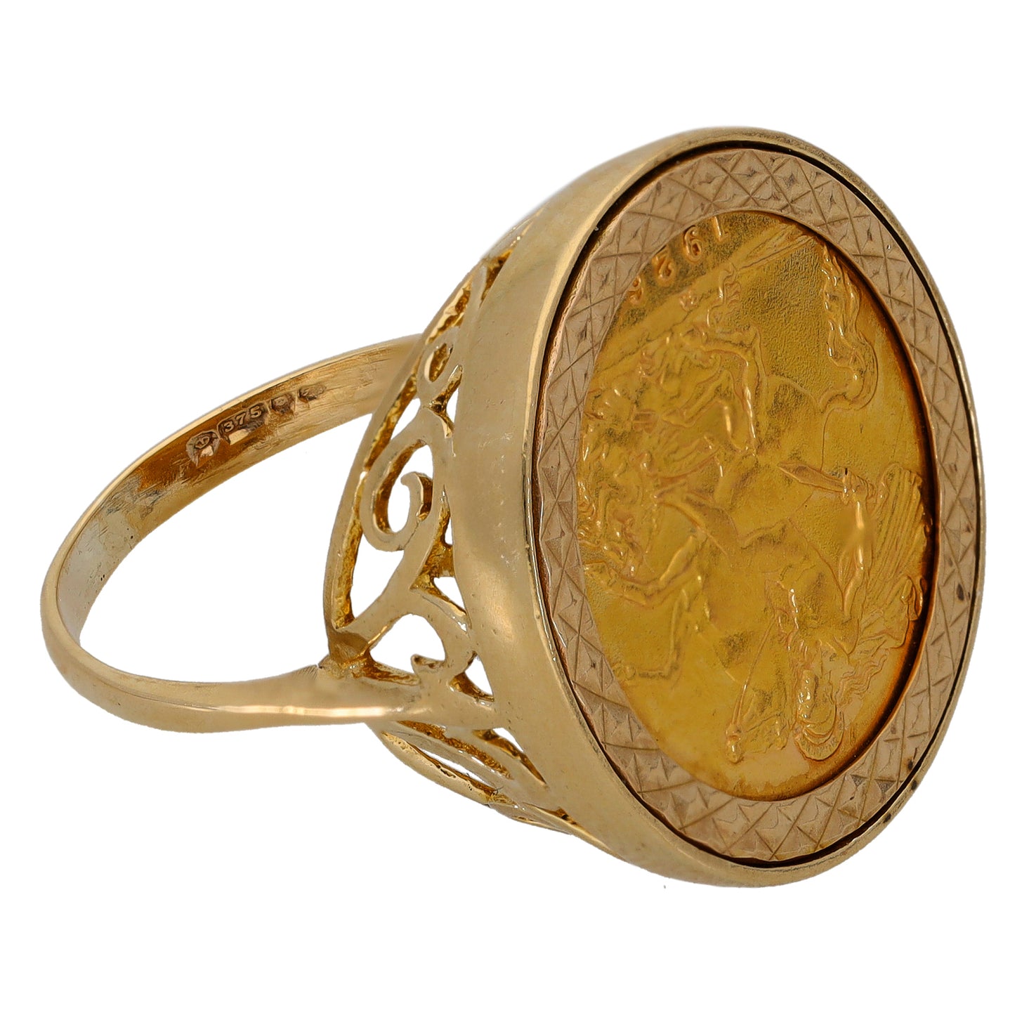 9ct Gold Half Sovereign Coin Ring Size N