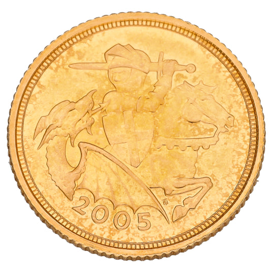 22ct Gold Queen Elizabeth II Half Sovereign Coin 2005