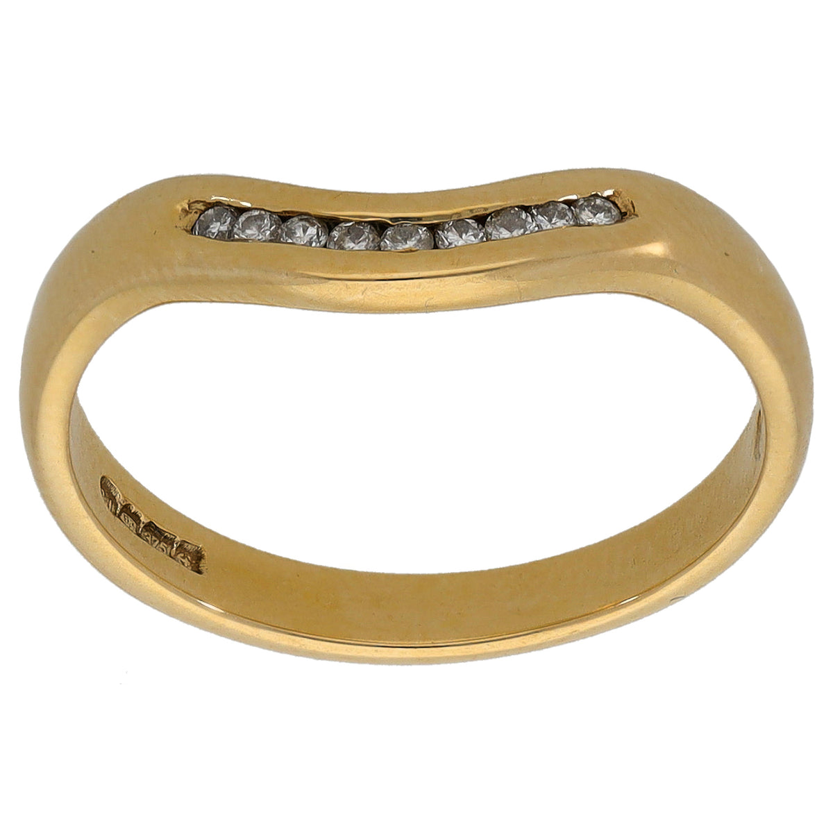9ct Gold 0.045ct Diamond Wishbone Ring Size L
