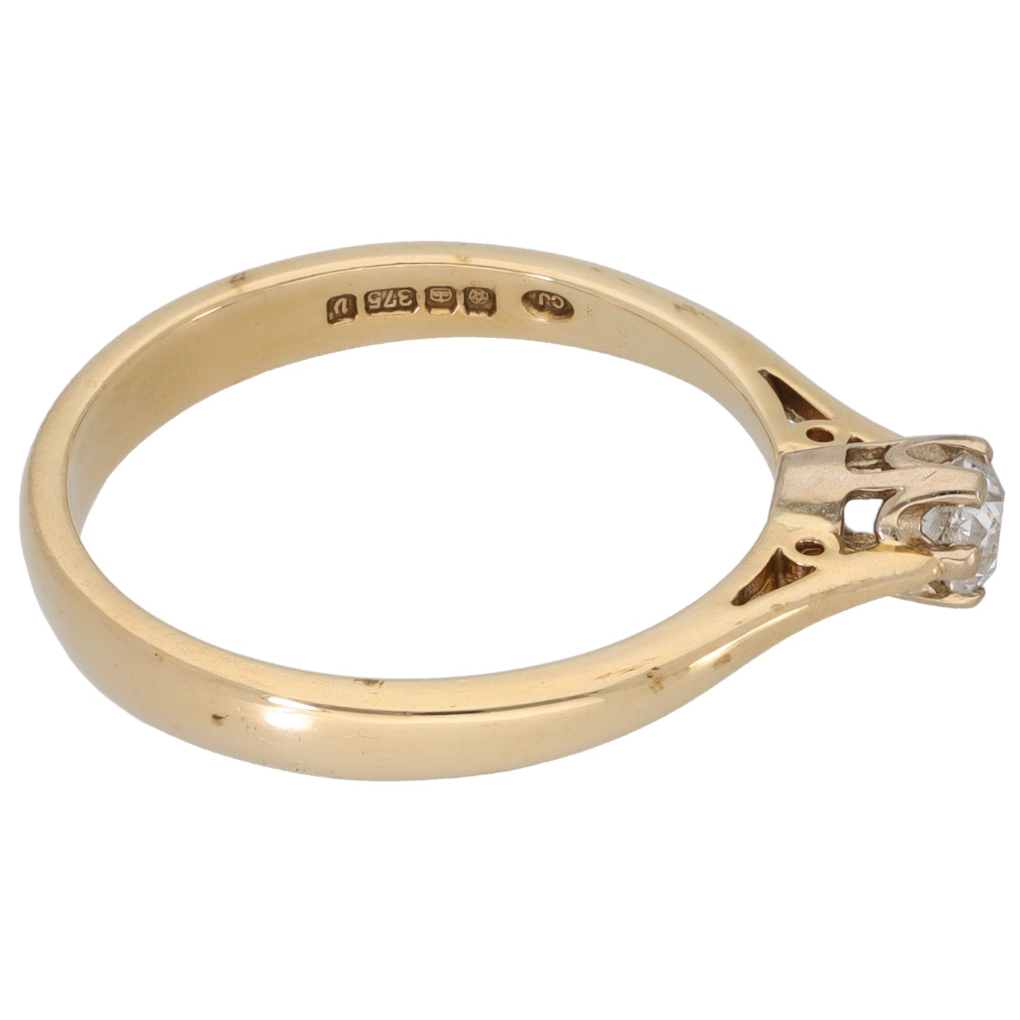 9ct Gold 0.15ct Diamond Solitaire Ring Size N