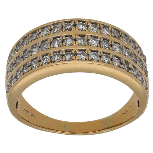 9ct Gold 0.96ct Diamond Dress/Cocktail Ring Size R