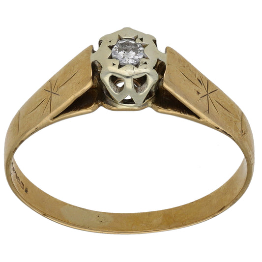 9ct Gold 0.04ct Diamond Solitaire Ring Size M