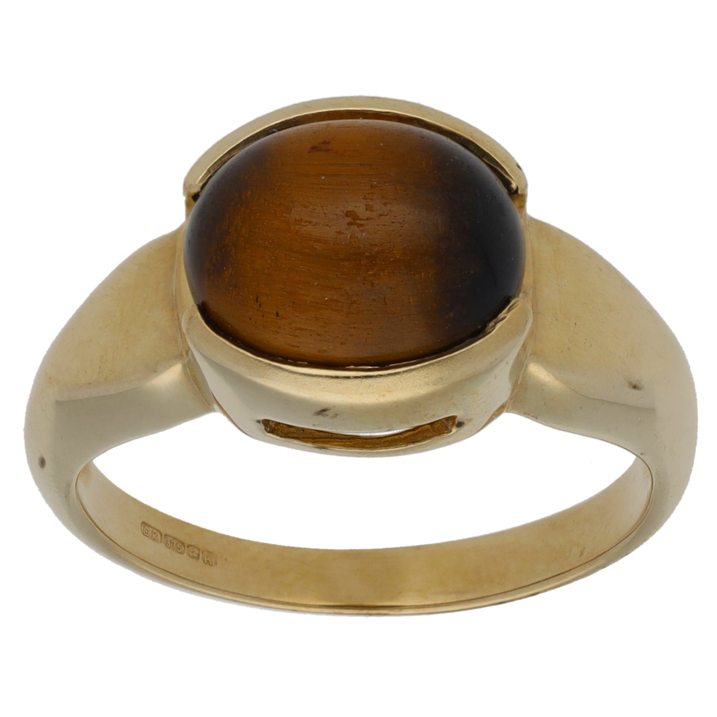 9ct Gold Tiger's Eye Single Stone Ring Size N