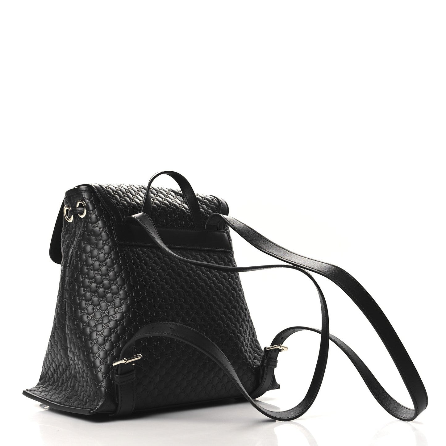 Gucci Microguccissima Drawstring Backpack Leather Bag - Black