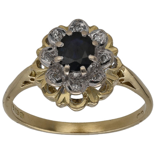 18ct Gold 0.08ct Diamond & Sapphire Dress/Cocktail Ring Size Q