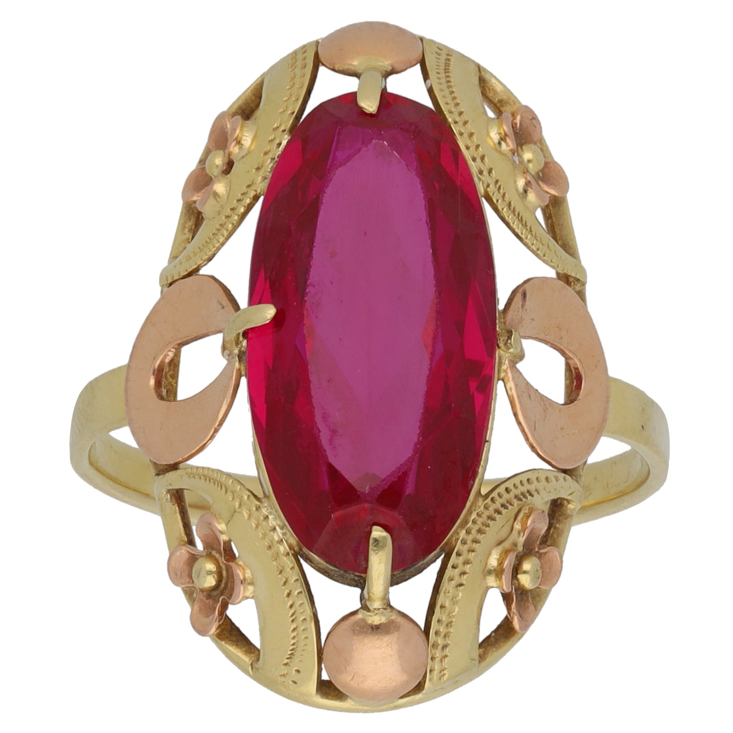 14ct Gold Imitation Gem Single Stone Ring Size O