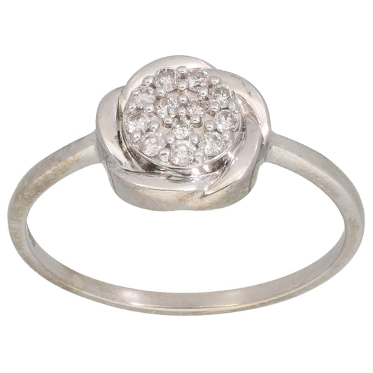 9ct White Gold 0.10ct Diamond Cluster Ring Size P