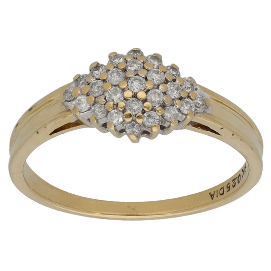 9ct Gold 0.25ct Diamond Cluster Ring Size R