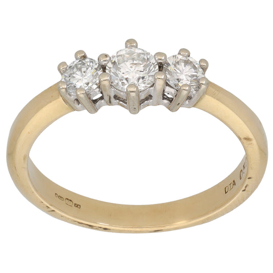 9ct Gold 0.14ct Diamond Trilogy Ring Size M